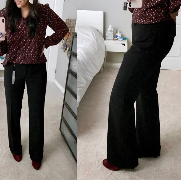 LOFT black Julie trouser thick dress work office straight leg mid rise pants - Picture 2 of 6